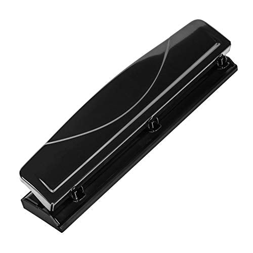 Amazon Basics 3 Hole Punch with Easy-Clean Tray, 10 Sheet Capacity, Black, 6-Pack - style: 3-hole, 10-sheet, 6-pack