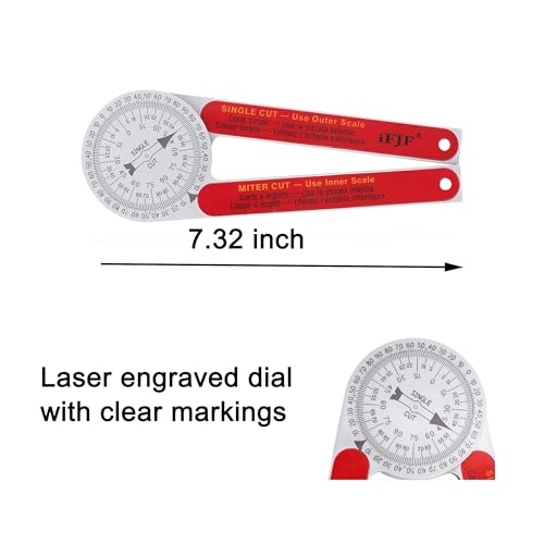 iFJF 505P-7 Miter Saw Protractor Angle Finder 360 Laser Dial 7.3''