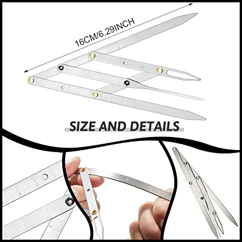 Weewooday 6 Pcs Tattoo Eyebrows Rulers 3 Point Positioning Ruler - color: black, silver