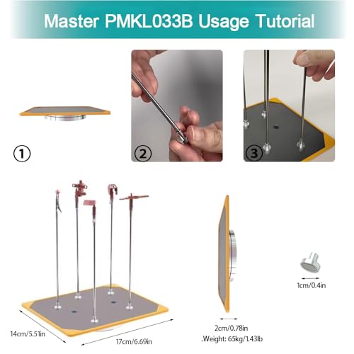 Metal Rotating Tray with 6 PCS Magnetic Threaded Base Special for Model Spraying, Suitable All-Metal Model Holder Clips, PMKJ033 B (Clips not Included) - size: Stainless turntable