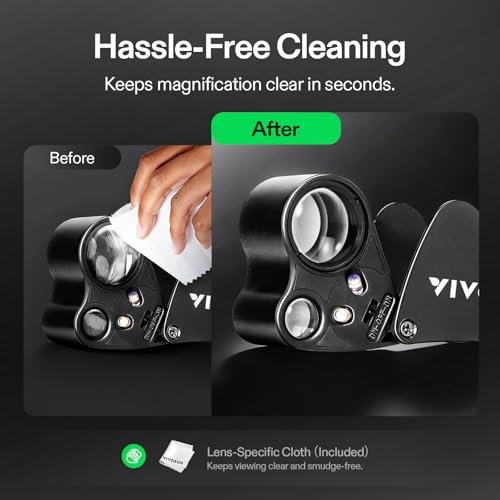 VIVOSUN 30X 60X Illuminated Jewelers Loupe with LED Light, Black, 1-Pack - color: Black, size: 1 Pack