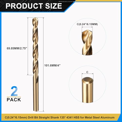 PATIKIL Letter C Drill Bit 4341 High-Speed Steel for Thin Metal 2 Pack - size: C