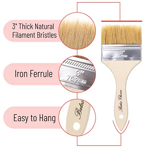 Bates- Chip Paint Brushes, 3 Inch, 6 Pack, Chip Brush, Brushes for Painting, Paint Brushes, Stain Brushes for Wood, Natural Bristle Paint Brush, 3 Inch Paint Brush, Chip Paint Brushes for Paint - size: 3 Inch, 6 Pack