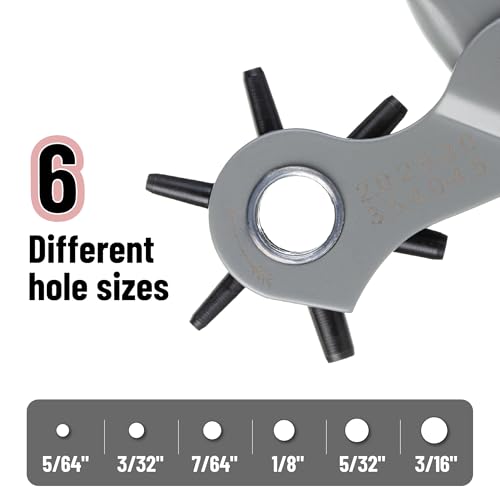 UNCO- Leather Hole Punch Tool, Multi Hole Sizes for Belts and Leather, Belt Hole Puncher, Purple Handle - color: Purple