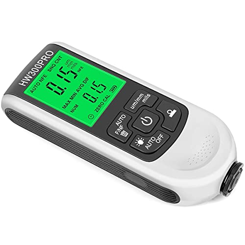 Paint Thickness Gauge Meter Fe/NFe Probe Coating Thickness Gauge Professional Multifunctional Car Paint Depth Gauge Test Precise HW-300PRO for Car Automatic Detection(white) - color: white