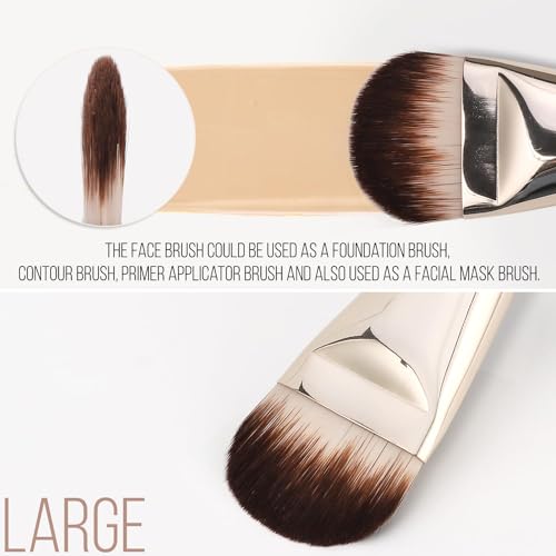KINGMAS 2Pcs Flat Foundation Brush, Korean Makeup Brush, Tongue-Shape Concealer Contour Brush for Liquid Cream Blending - size: 2Pcs Round Brush