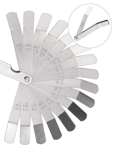 Feeler Gauges - 32 Blades Feeler Gauge Set &16 Pieces Offset Feeler Gauge Stainless Steel Dual Marked Metric and Standard SAE - Valve Thickness Gauge (Tapered&Offset Feeler Gauge) - style: TAPERED&OFFSET FEELER GAUGE