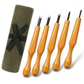 XOOL 5 Pcs Linocut Carving Tools Set, V-Shaped Wood Carving Chisels for Block Printing, Relief Printmaking, Rubber Stamp & Detail Carving (1.5mm-5mm)
