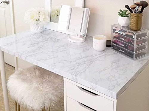 Marble Contact Paper White Peel and Stick Wallpaper for Kitchen Countertop - color: Gray/White, size: 17.7" x 196.8"