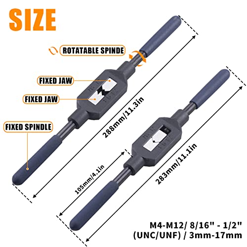 Adjustable Tap Reamer Wrench Handle, Alloy Steel, 8/16-1/2 Inch