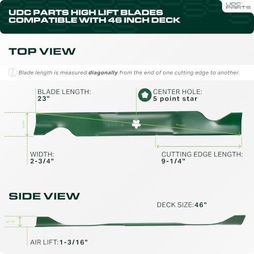 UDC Parts 532405380 405380 Husqvarna 46 Inch Mower Blades Replacement - size: 23" - 5 pt star
