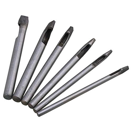 10cm Length Rectangle Pattern Leather Craft Hollow Hole Punch Cutting Tool Steel Pack of 6