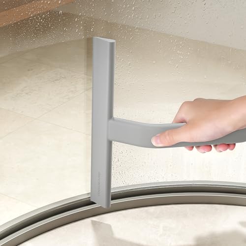 dancemoon JustHang Shower Squeegee with Built-in Hook, 10-Inch Gray - color: Dark Gray, size: 10 Inches