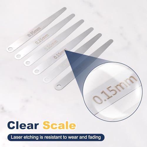 HARFINGTON 4pcs Metric Thickness Feeler Gauge 0.35mm Single Blade Oval Feeler Gauge 304 Stainless Steel Gap Measuring Tool for Repair Valve Guitar Spark Plug - size: 0.35mm