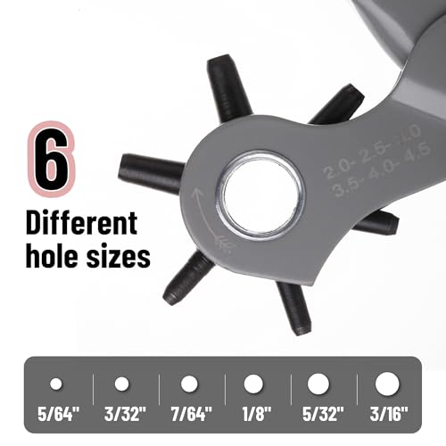 UNCO- Leather Hole Punch Tool, Multi Hole Sizes for Belts and Leather, Belt Hole Puncher, Navy Blue Handle - color: Navy Blue