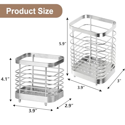 Utensil Holder, Stainless Steel Utensil Drying Rack for Kitchen Counter - color: Large, Silver