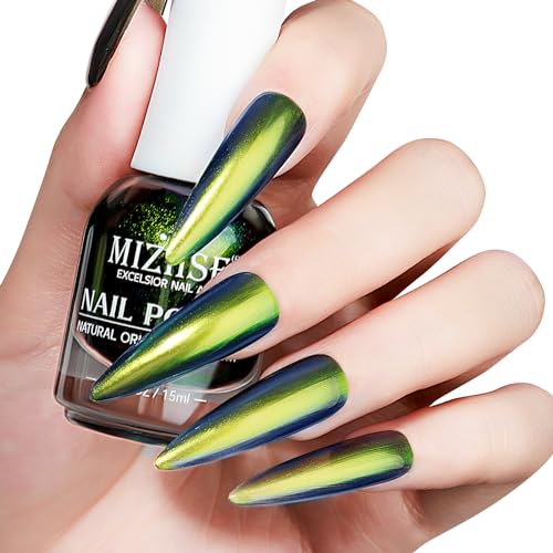 MIZHSE Chameleon Nail Polish Quick Dry, Bright Green Nail Polish High Shine - color: Chameleon Bright Green