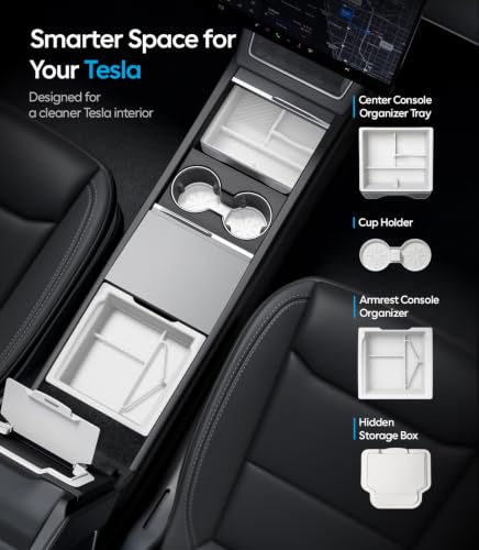 Wigoo for 2026 Tesla Model Y/3/YL Accessories Console Organizer 4PCS White