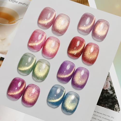 MIZHSE Cat Eye Gel Nail Polish, Dreamlike Magnetic Gel Polish Set 8 Colors - color: Dreamy Eden Cat Eye Gel