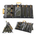 Heavy Duty Roll Up Tool Bag Organizer w/Kickstand for Upright Visibility & Easy Access, 7 Pockets w/Zippers, Multiple Carrying & Hanging Handles, Magnetic & Elastic Organizers, Adjustable Strap - style: Olive - Pro Roll Up w/ Kickstand