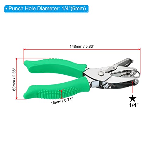 PATIKIL 1/4" Star Single Hole Punch, Handheld Hole Puncher with Grip Metal Paper Puncher for DIY Craft Scrapbook Ticket Card, Green - style: Star