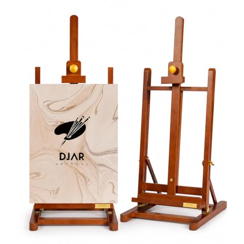 DJAR Medium Tabletop Painting Easel, Assembly-Free, Solid Beechwood, Walnut - style: Walnut