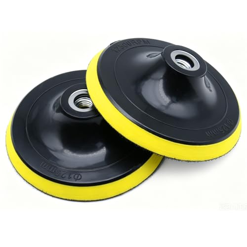2 Pcs 5 Inch Rotary Buffing Pad Sanding Holder Angle Grinder Sanding Attachment with M14 Thread Flocked Sandpaper Suction Cup Suitable for Sanders and Polishers