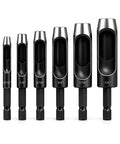 UNCO- Leather Hole Punch Drill Bit Set, 6 pcs, 3/16" 1/4" 5/16" 3/8" 7/16" 1/2", Carbon Steel, Hex Shank Leather Punch Tool Bits for Power Drill, Belt, Strap, Fabric & DIY Craft Work