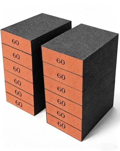12Pcs Sanding Block Sponge Set, Reusable Sandpaper for Wood & Drywall - color: Orange