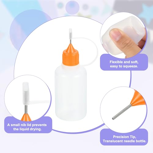 MECCANIXITY 5Pcs Needle Tip Squeeze Bottle, 30ml/1oz Glue Tip Applicator Bottles Plastic Liquid Glue Bottle for Paper Crafts, Painting, Oil, Ink(Orange, with 5 Funnel) - color: Orange, size: 30ml/1 oz