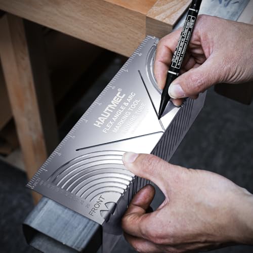 HAUTMEC Flex Angle & Arc Marking Tool, Multi-functional Square Tube Scriber for Square Tube, Right Angle Ruler with 5 PCS Marking Pen (Small Size 20-65) - HT0457 - style: Small Size
