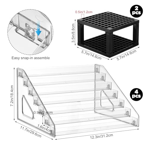 YEXEXINM 4 Pcs Clear Paint Organizer With 2 Pcs Paint Brush Holder,7 Layers Acrylic Paints Organizer Storage Rack,Craft Paints Organizers Rack - size: Clear
