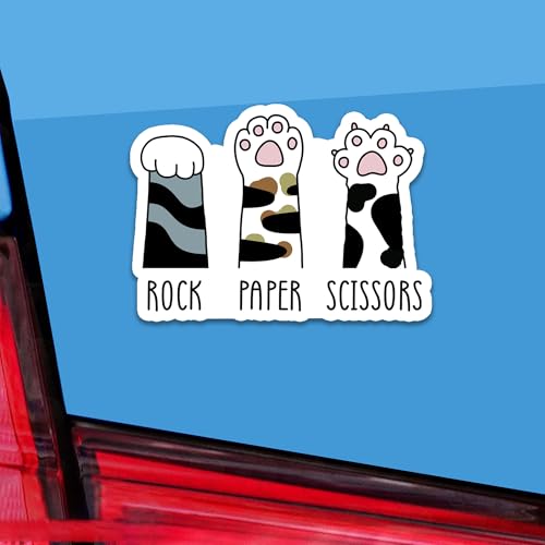 Rock Paper Scissors Sticker, Cat Sticker, Cute Cat Sticker, Funny Cat Sticker, Cat Paws Sticker, Water Assitant Die-Cut Vinyl Booktok Decals for Laptop, Phone, Water Bottle, Kindle Sticker