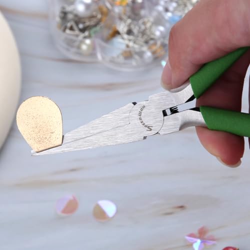 SPEEDWOX 5" Flat Nose Pliers, Mini Duck Bill Pliers for Jewelry Making Bead - style: Mini Curved Nose Pliers Serrated Jaw