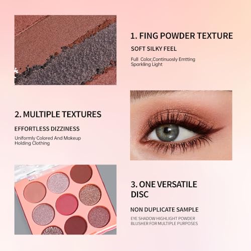 Mauve 9-Color Eyeshadow Palette – Waterproof, Long-Lasting, Matte & Shimmer – Rose, Plum & Mauve Tones for Soft, Blendable,Elegant Eye Makeup 02# - color: D-#02