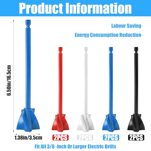 8PCS Silicone Paint Mixer for Drill 4-Blade 1/4" Hex Shank Paddle