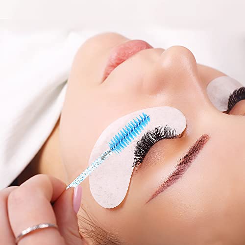 300 Pack Disposable Spoolies Brushes Sets Mascara Wand Lip Brushes Cotton Swab for Eyebrow Eyelash Extension Tattoo Lipstick Applicator(Blue) - color: Blue