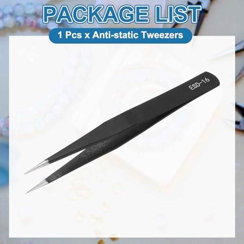 HARFINGTON 4.92" Long ESD-16 Anti-static Straight Pointed Tip Tweezers Edge - size: 4.92"（ESD-16)