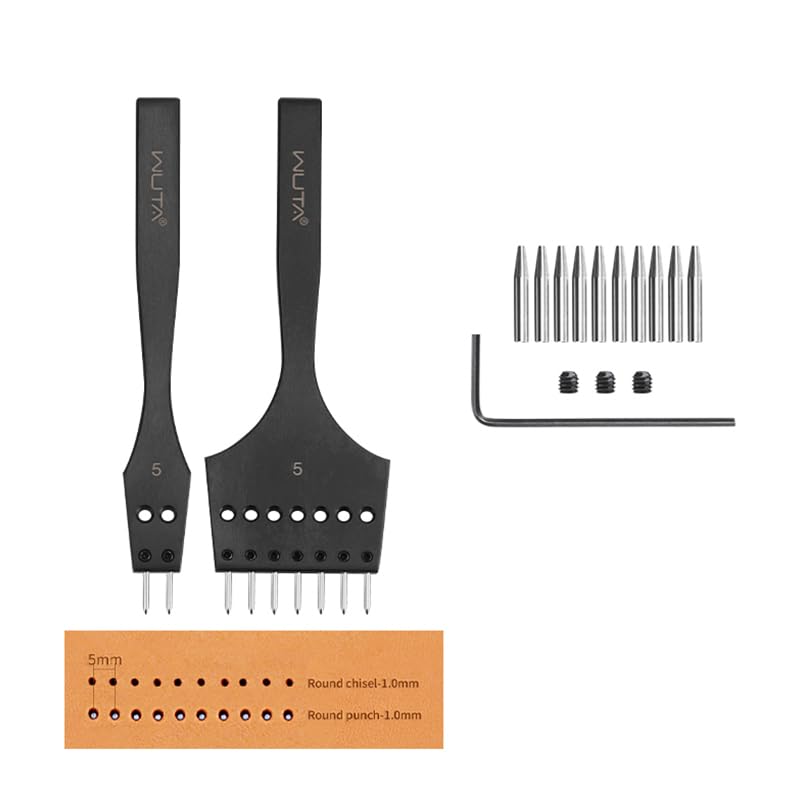 WUTA Leather Stitching, 3nd Removable Leathercraft Tool (3nd 5mm- 2+7 Hole, Leather Stiching Punch) - color: 3nd 5mm- 2+7 Hole, size: Leather Stiching punch