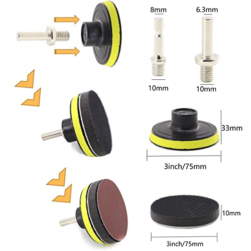 104PCS Car Headlight Restoration Kit - 3Inch Sanding Discs, Wool & Sponge Buffing Pads, Interface Pad for Car Washing, Cleaning, Waxing - style: 3inch-104pcs
