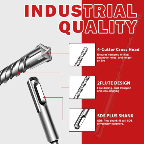 5/8" x 18" SDS Plus Hammer Drill Bit, Cross Carbide Tip - size: 5/8" x 18"