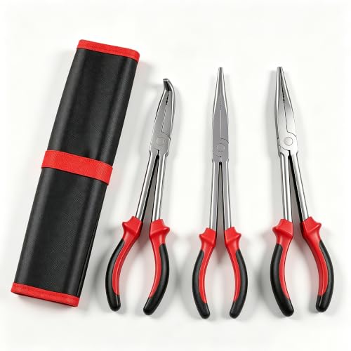 Lichamp 3-Piece 11 Inch Long Needle Nose Pliers Set, Extra Long Reach Plier