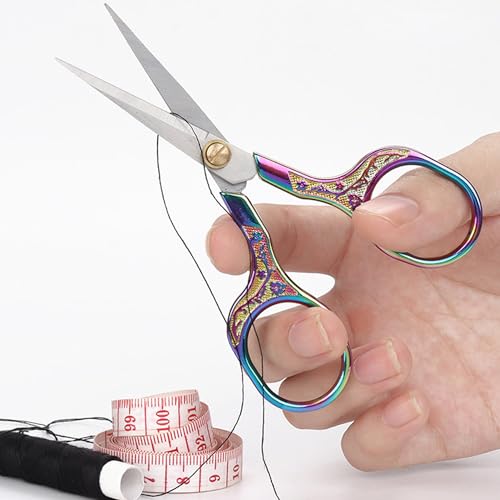 Mini Scissors Stainless Blade Metal Handle 2 Pack Office School Classroom Student Teacher Crafting Fabric Sewing Gift Wrapping All Purpose - color: 2 Pack Colorful
