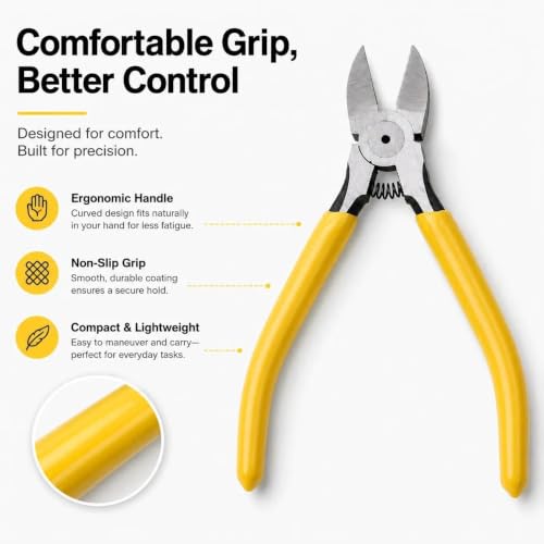 Wire Cutters Diagonal Cutting Pliers-5 Inches Cutters Spring Loaded,1pc - size: 5 inches