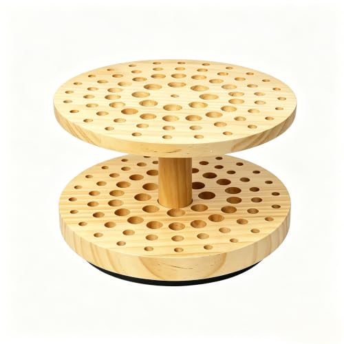 360° Rotating Paint Brush Holder, 72-Hole Hardwood Desk Organizer
