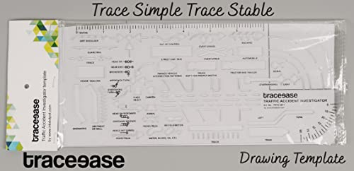 Traceease Traffic Accident Investigator Inlay Template 10.25 x 4.5 Inches Traffic Accident Sign Symbols, Plastic Measuring Ruler-1/16 Thick Template