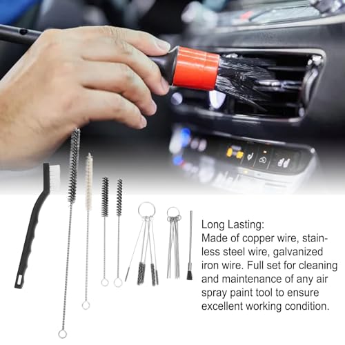 ZJchao 8Pcs Multi-Purpose Airbrush Cleaning Brush Set, Air Spray Tool Cleaning Brush Set for Cleaning Small Passages and Hard to Reach Areas for Paint Tool