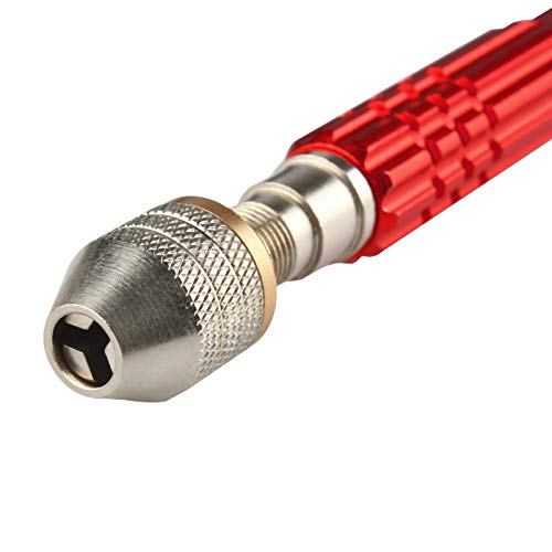 Larcele Pin Vise Drill, 3 Jaw Chuck Capacity 0" to 1/8" SDZKQ-02 (Red) - color: Red