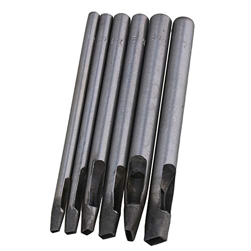 10cm Length Rectangle Pattern Leather Craft Hollow Hole Punch Cutting Tool Steel Pack of 6