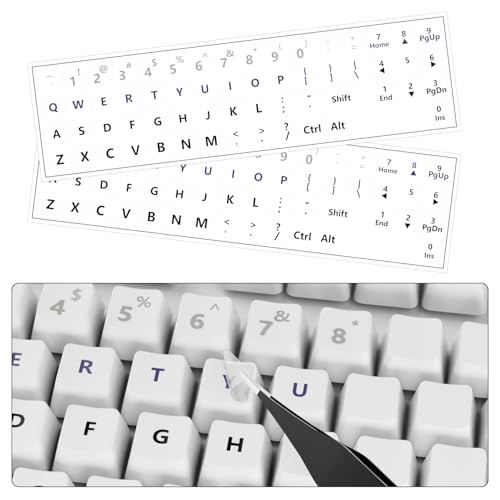 ProElife Gradient Keyboard Letter Stickers with Tweezer, Short, Gray - color: Ombre Gray